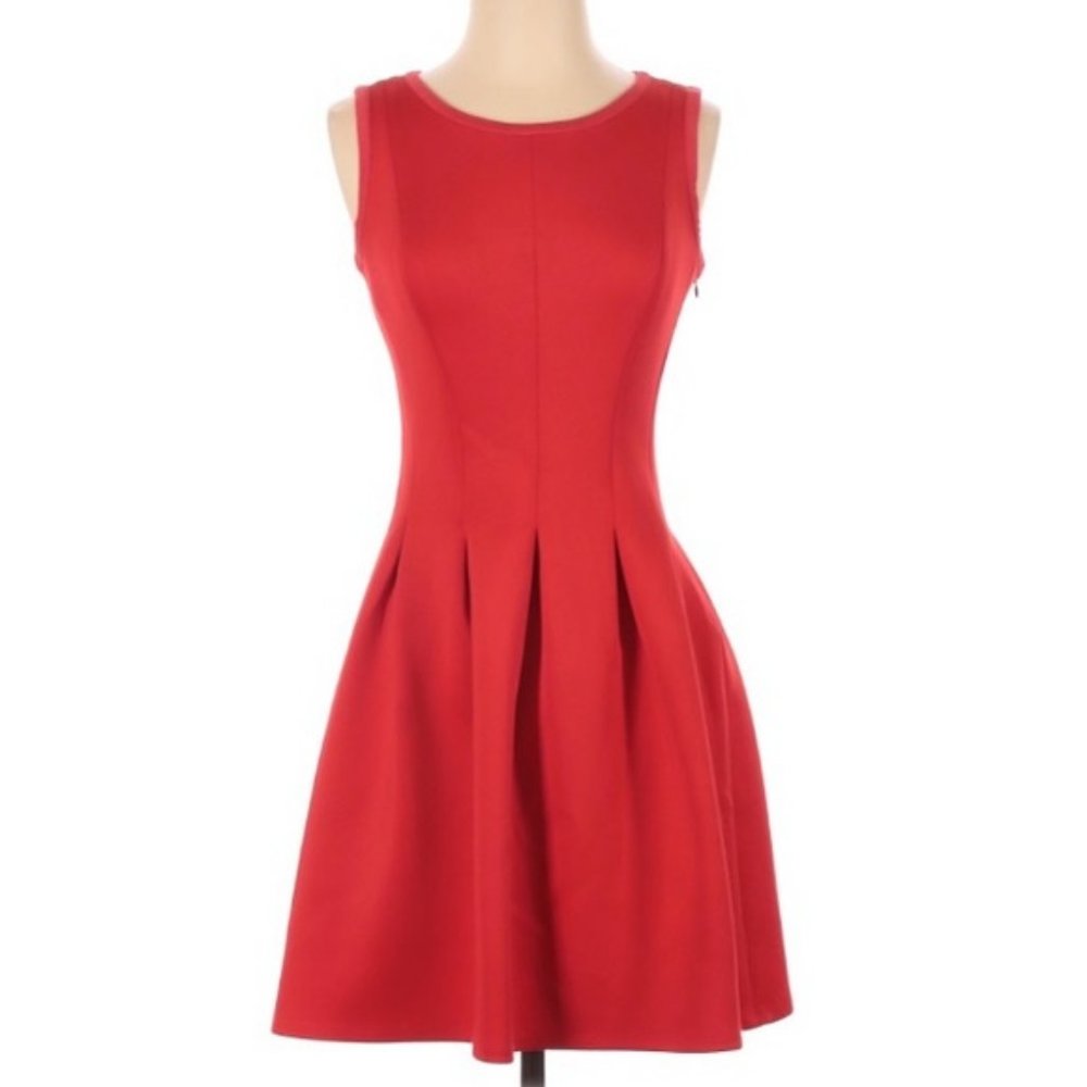 Ann Taylor Red Scuba Skater A-line Dress